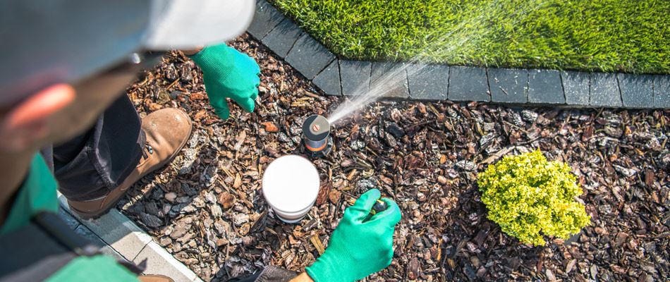 Technician Checking Sprinkler